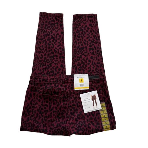 Sanctuary Ankle Jeans Red Black Cheetah Print Stretch Skinny Ankle Pants Size 8 - Picture 7 of 12